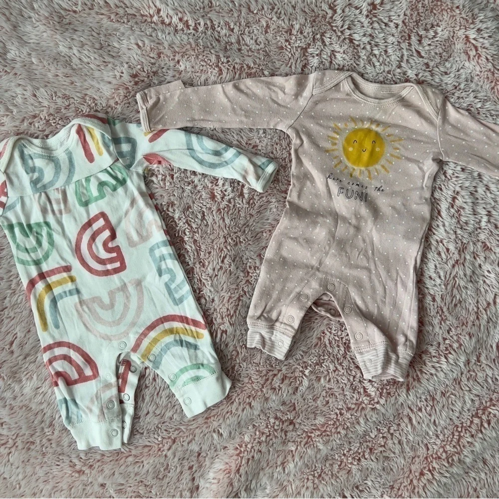 Carter’s Bundle Baby Girl Infant Newborn Sleeper Pajamas Pink Rainbow Cotton